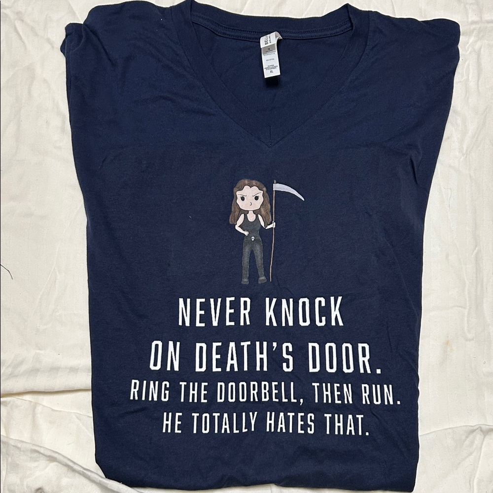 Navy Blue V-Neck Never Knock